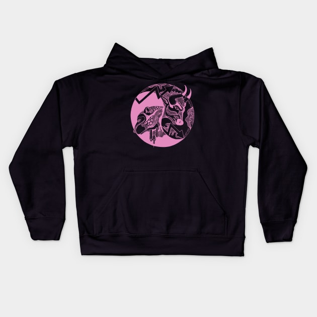 Light Pink Bull and Bear Kids Hoodie by kenallouis